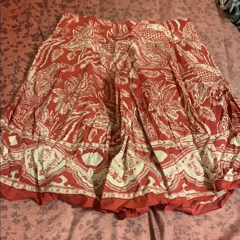 Floral Red and Cream Skirt